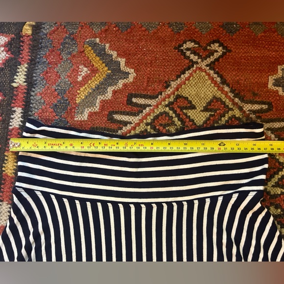 blue and white vertical stripe knee length skirt - Max Studio - Medium - Picture 3 of 6